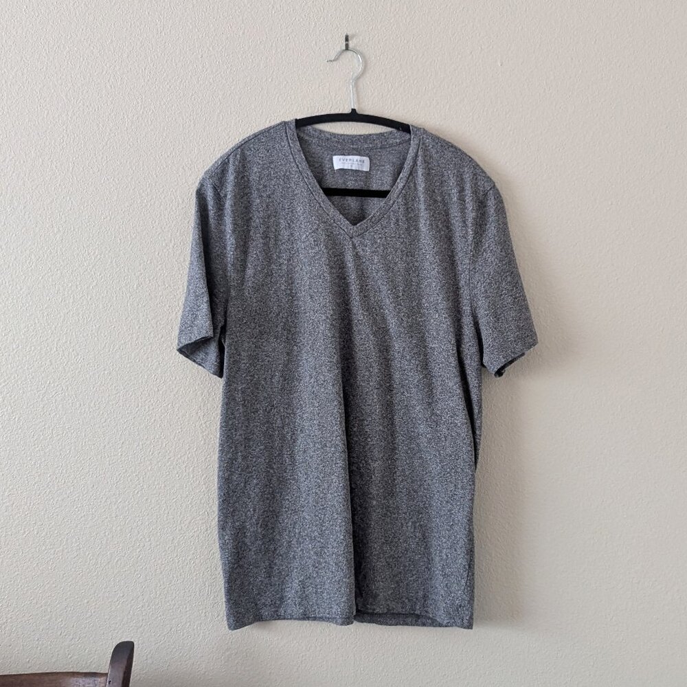Everlane Men's Short Sleeve Marled V Neck Charcoal